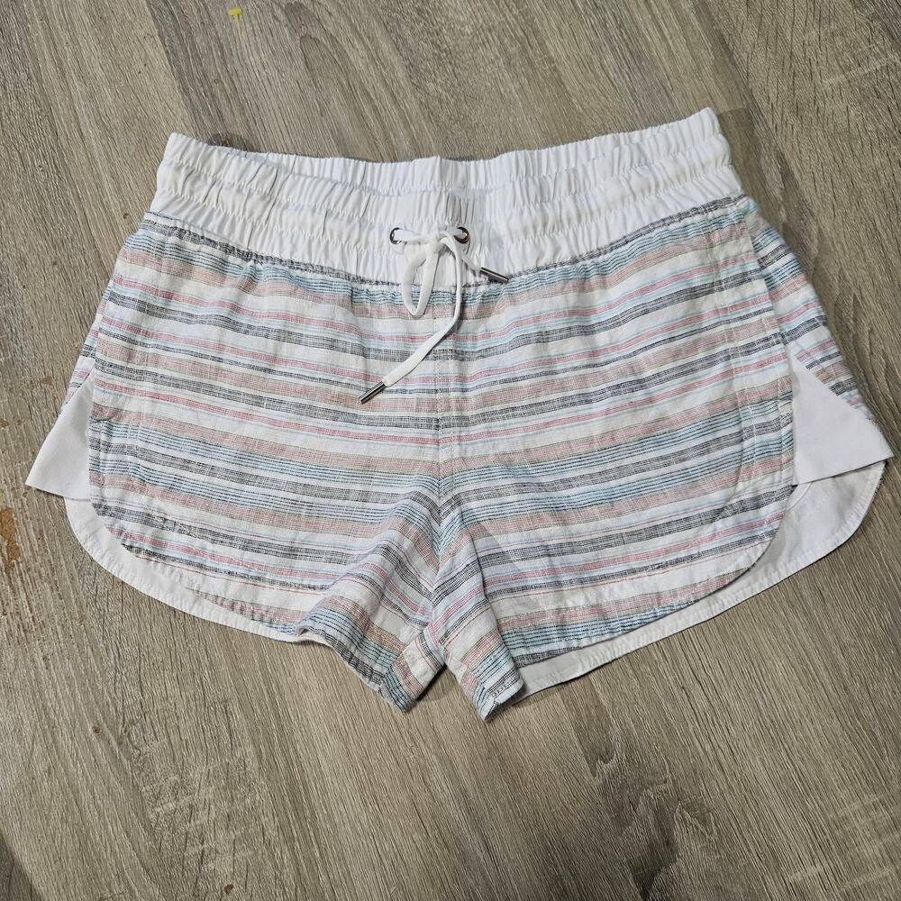 Athleta Cabo Beachside Linen Shortie Shorts Striped Size 8